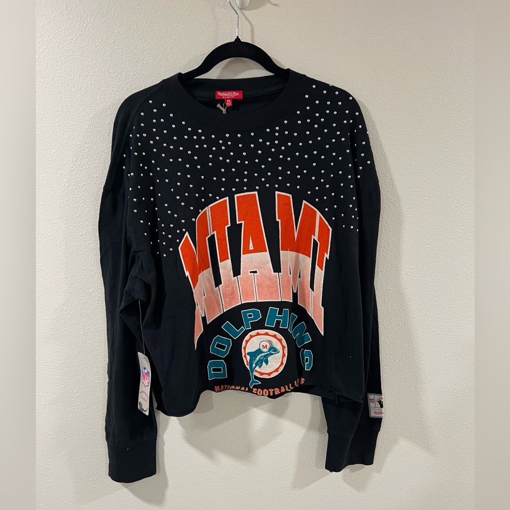 Mitchell & Ness Miami Dolphins Cropped Women's Long Sleeve | Size: XL | NWT